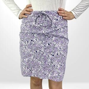 90s Vintage SO GSJC Purple Floral Print Fitted Skirt